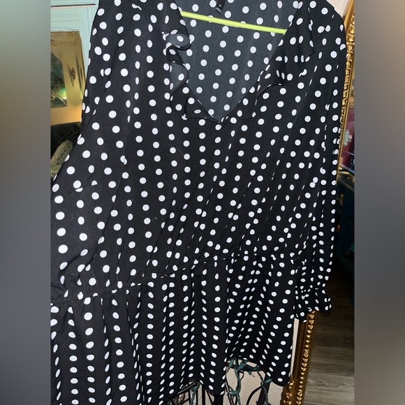 Lane Bryant Polka Dot Long Sleeve Blouse Sz 24 - Picture 6 of 11